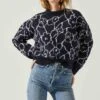 Saira Abstract Floral Sweater 1 Saira Abstract Floral Sweater -Astr The Label Shop ACT17330L NAVYCREAM 4
