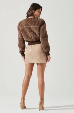 Stacy Faux Fur Jacket -Astr The Label Shop ACT17335 BROWN 1743