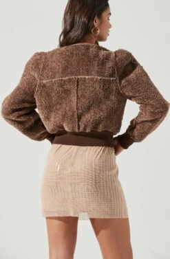Stacy Faux Fur Jacket -Astr The Label Shop ACT17335 BROWN 1745