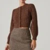Marlena Cropped Cable Knit Cardigan 1 Marlena Cropped Cable Knit Cardigan -Astr The Label Shop ACT17336 BROWN 13431