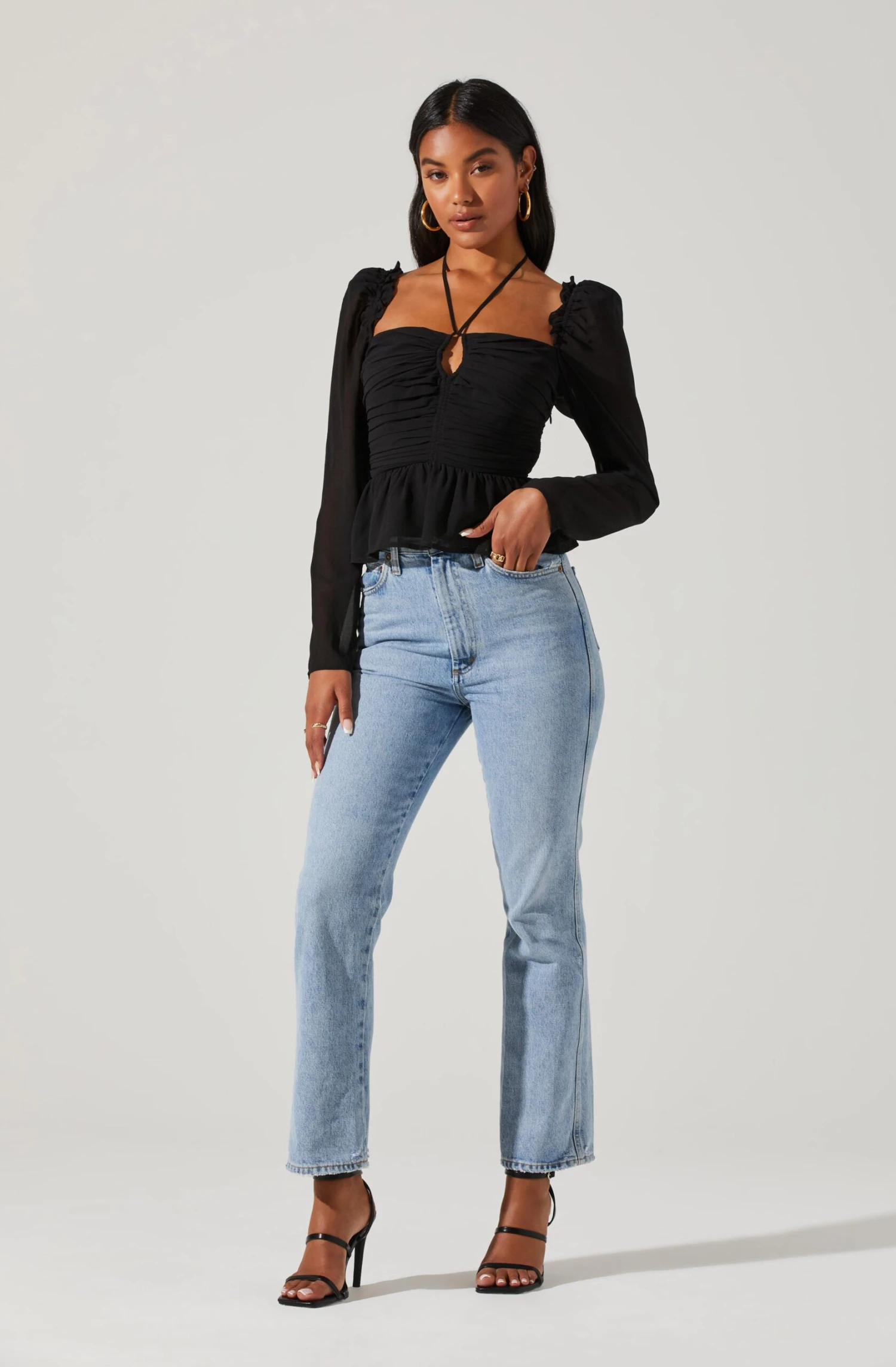 Toni Ruched Halter Long Sleeve Peplum Top 20 Toni Ruched Halter Long Sleeve Peplum Top - Image 18