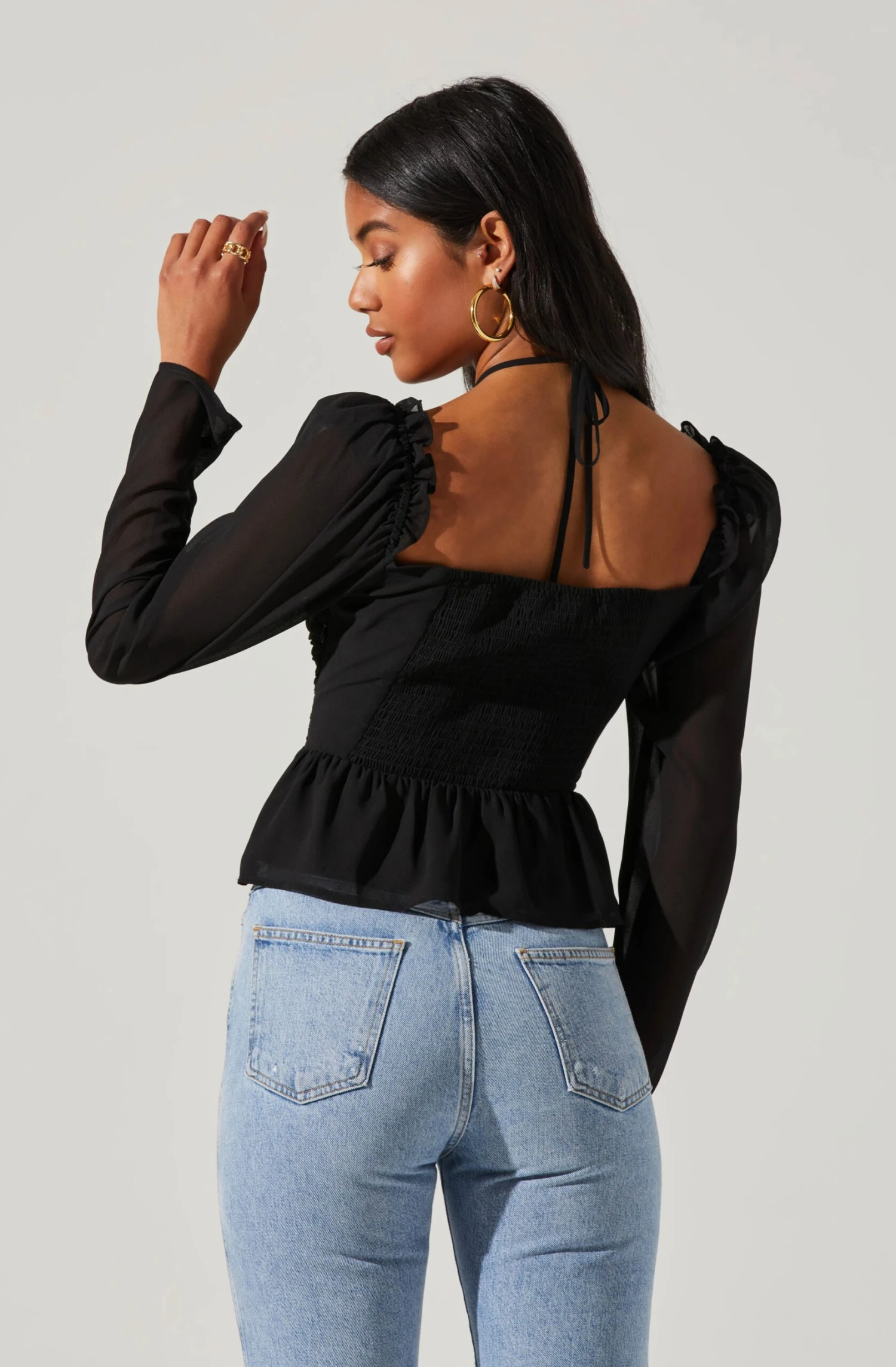 Toni Ruched Halter Long Sleeve Peplum Top 22 Toni Ruched Halter Long Sleeve Peplum Top - Image 20