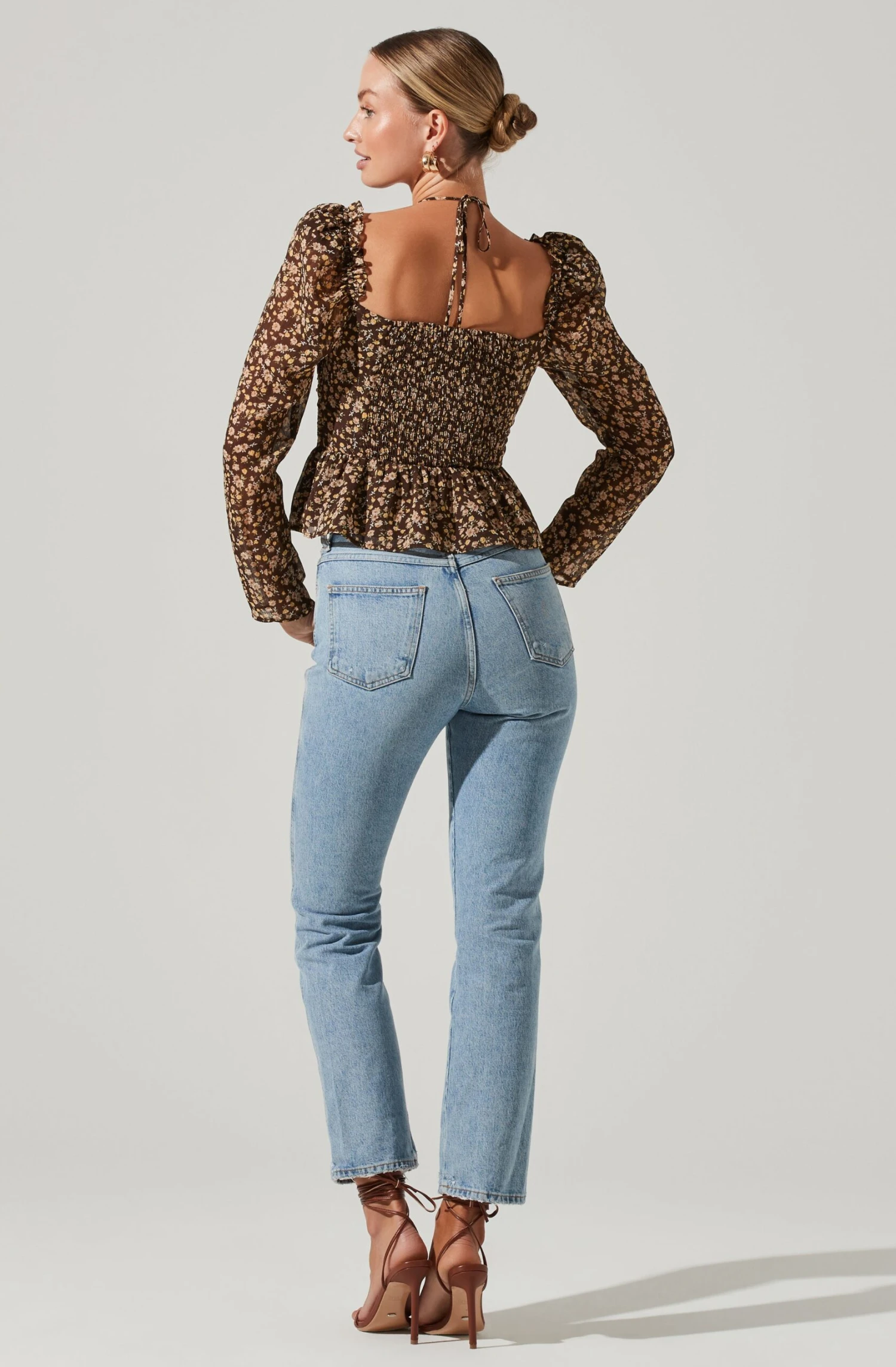 Toni Ruched Halter Long Sleeve Peplum Top 6 Toni Ruched Halter Long Sleeve Peplum Top - Image 4