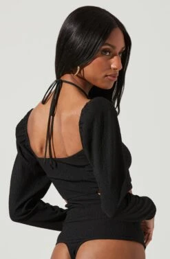 Dionne Cutout Halter Bodysuit -Astr The Label Shop ACT17340 BLACK 1064