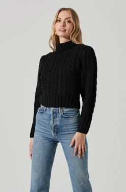 Haisley Cable Knit Turtleneck Sweater -Astr The Label Shop ACT17358 BLACK 2