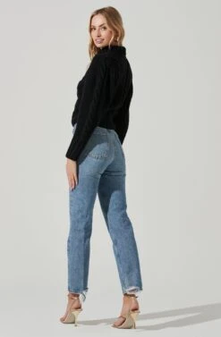 Haisley Cable Knit Turtleneck Sweater -Astr The Label Shop ACT17358 BLACK 5