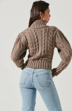Haisley Cable Knit Turtleneck Sweater -Astr The Label Shop ACT17358 BROWN 0746