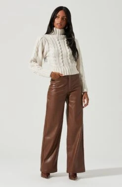 Haisley Cable Knit Turtleneck Sweater -Astr The Label Shop ACT17358 CHALK 1146