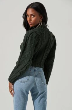 Haisley Cable Knit Turtleneck Sweater -Astr The Label Shop ACT17358 HUNTERGREEN 5