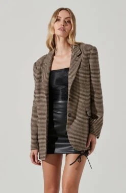 Rachel Houndstooth Blazer -Astr The Label Shop ACT17384 BROWNHOUNDSTOOTH 4