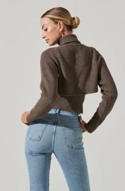 Taissa Knit Bolero Sweater -Astr The Label Shop ACT17393 DARKTAUPE 11311