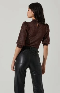 Kay Metallic Puff Sleeve Sweater 11 Kay Metallic Puff Sleeve Sweater -Astr The Label Shop ACT17397 BLACKCOPPER 4