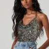 Alicia Sequin Cowl Neck Top -Astr The Label Shop ACT17406 BLACKRAINBOW 4