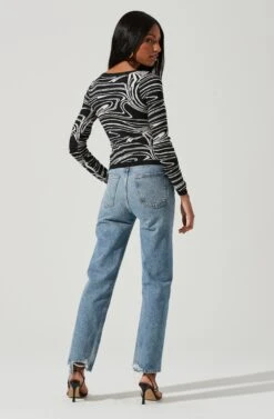 Sadie Marble Swirl Sweater 12 Sadie Marble Swirl Sweater -Astr The Label Shop ACT17409 BLACKCREAMSWIRL 0356