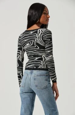 Sadie Marble Swirl Sweater 13 Sadie Marble Swirl Sweater -Astr The Label Shop ACT17409 BLACKCREAMSWIRL 0358