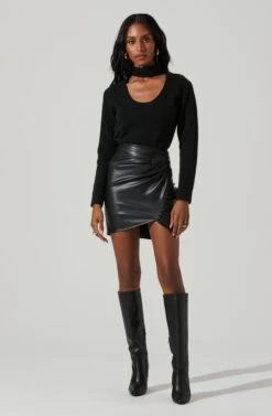 Marion Mock Neck Cutout Sweater -Astr The Label Shop ACT17421 BLACK 1