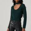 Marion Mock Neck Cutout Sweater -Astr The Label Shop ACT17421 DARKGREEN 2