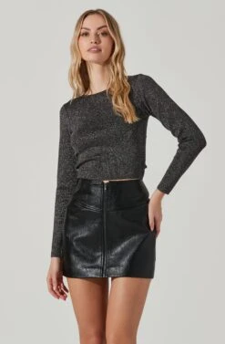 Elara Metallic Strappy Back Sweater 11 Elara Metallic Strappy Back Sweater -Astr The Label Shop ACT17469B BLACKRAINBOW 2