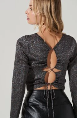 Elara Metallic Strappy Back Sweater 10 Elara Metallic Strappy Back Sweater -Astr The Label Shop ACT17469B BLACKRAINBOW 4