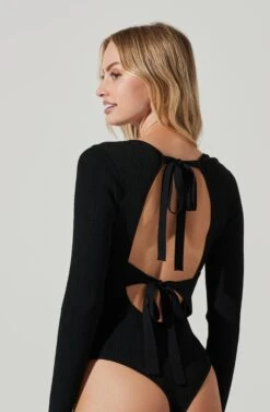 Farren Strappy Back Long Sleeve Bodysuit 10 Farren Strappy Back Long Sleeve Bodysuit -Astr The Label Shop ACT17472 BLACK 4