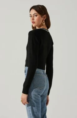 Melissa Pearl Embellished Cardigan Sweater -Astr The Label Shop ACT17475P BLACK 5