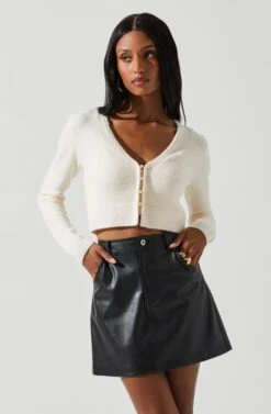 Melissa Pearl Embellished Cardigan Sweater -Astr The Label Shop ACT17475P CREAM 4