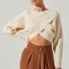Mariana Reversible Cable Knit Wrap Sweater -Astr The Label Shop ACT17476 CREAM 3