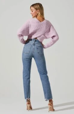 Mariana Reversible Cable Knit Wrap Sweater -Astr The Label Shop ACT17476 LIGHTPINK 6