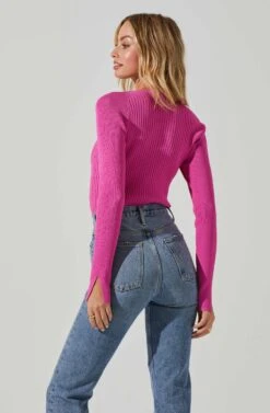 Estefania Shoulder Cutout Sweater -Astr The Label Shop ACT17497 HOTPINK 4