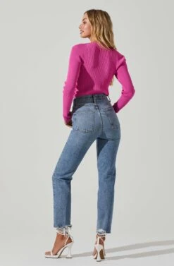 Estefania Shoulder Cutout Sweater -Astr The Label Shop ACT17497 HOTPINK 5