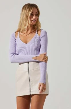 Estefania Shoulder Cutout Sweater -Astr The Label Shop ACT17497 LILAC 2