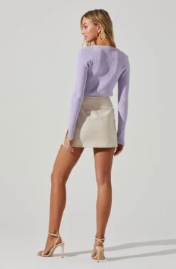 Estefania Shoulder Cutout Sweater -Astr The Label Shop ACT17497 LILAC 4