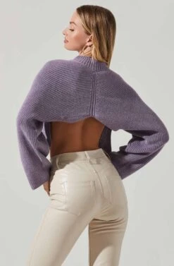 Ace Cropped Mock Neck Sweater 13 Ace Cropped Mock Neck Sweater -Astr The Label Shop ACT17514 LAVENDER 3