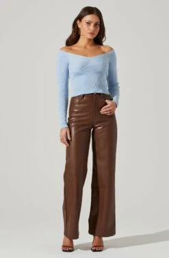 Harlie Off Shoulder Cropped Sweater 11 Harlie Off Shoulder Cropped Sweater -Astr The Label Shop ACT17520 LIGHTBLUE 1 1