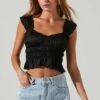 Rosita Smocked Top -Astr The Label Shop ACT17543VR BLACK 2