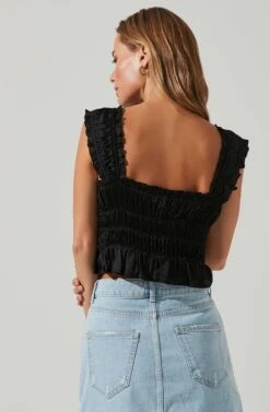 Rosita Smocked Top -Astr The Label Shop ACT17543VR BLACK 4