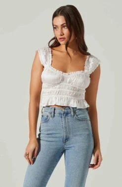 Rosita Smocked Top -Astr The Label Shop ACT17543VR WHITE 1 3