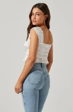 Rosita Smocked Top -Astr The Label Shop ACT17543VR WHITE 1 4