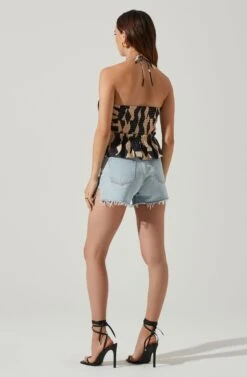 Jonalyn Pleated Halter Top -Astr The Label Shop ACT17570 BLACKTAUPEMULTI 4