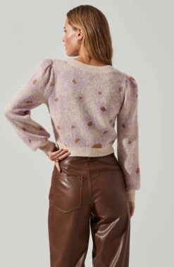 Tricia Floral Knit Cropped Sweater 10 Tricia Floral Knit Cropped Sweater -Astr The Label Shop ACT17581 LILACFLORAL 3