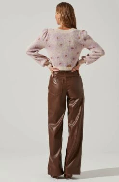 Tricia Floral Knit Cropped Sweater 9 Tricia Floral Knit Cropped Sweater -Astr The Label Shop ACT17581 LILACFLORAL 4