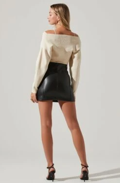 Martha Ribbed Knit Cami And Shrug Sweater Set -Astr The Label Shop ACT17605 CREAM 6