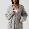 Charli Cable Knit Oversized Cardigan Sweater -Astr The Label Shop ACT17626 GRAY 3