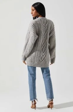 Charli Cable Knit Oversized Cardigan Sweater 18 Charli Cable Knit Oversized Cardigan Sweater -Astr The Label Shop ACT17626 GRAY 5
