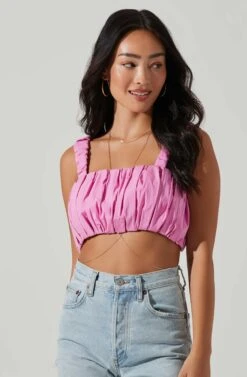 Daija Square Neck Crop Top -Astr The Label Shop ACT17631S PINK 3