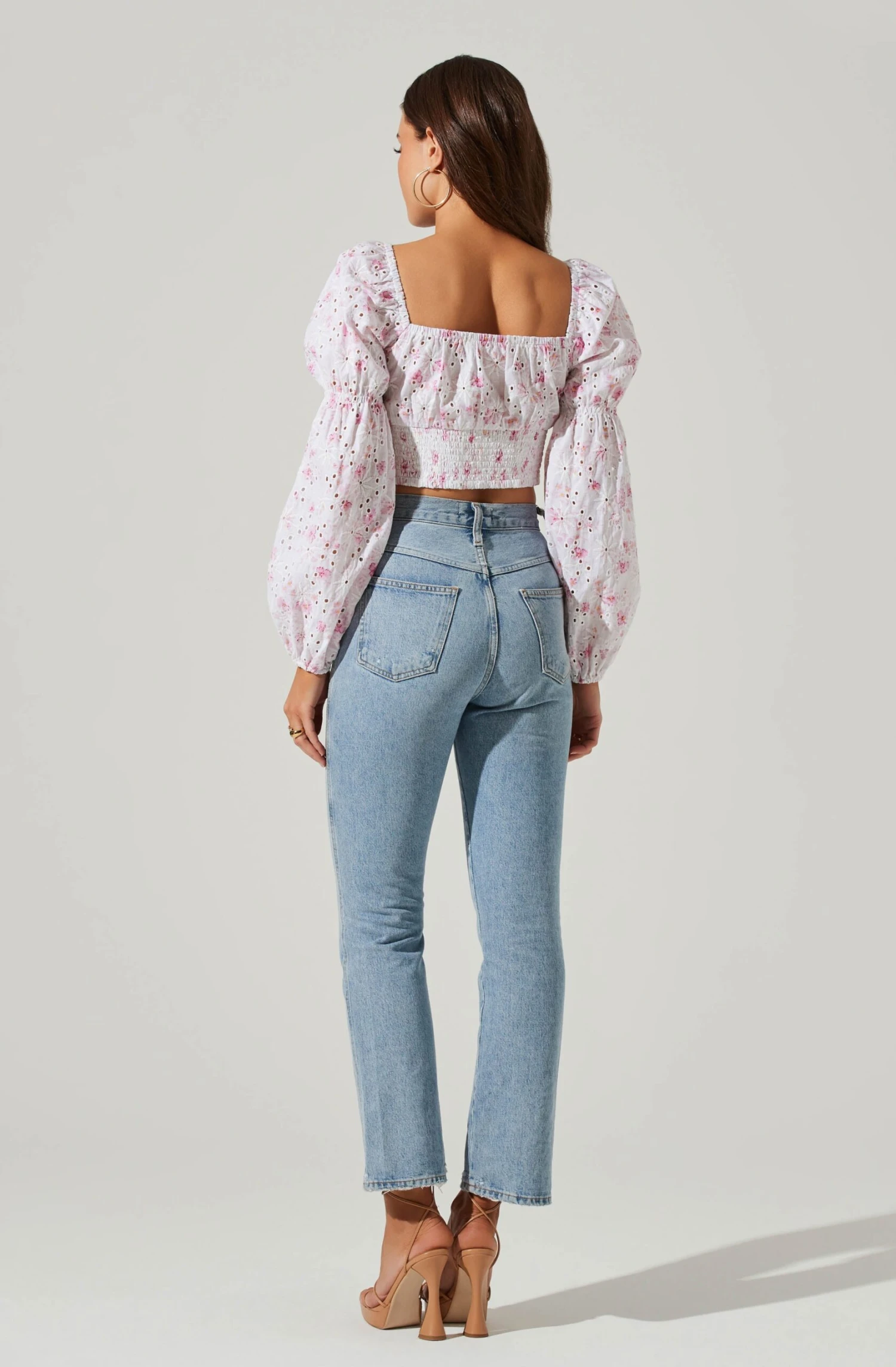 Valo Floral Eyelet Long Sleeve Crop Top 5 Valo Floral Eyelet Long Sleeve Crop Top - Image 3