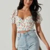 Feronia Floral Sweetheart Puff Sleeve Top 1 Feronia Floral Sweetheart Puff Sleeve Top -Astr The Label Shop ACT17678L REDMULTIFLORAL 3