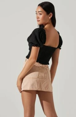 Feronia Sweetheart Puff Sleeve Top 14 Feronia Sweetheart Puff Sleeve Top -Astr The Label Shop ACT17678S BLACK 3