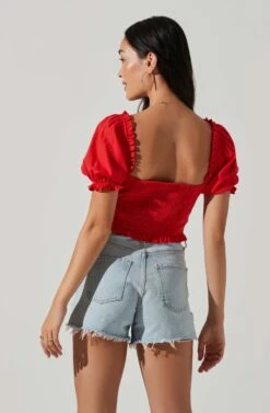 Feronia Sweetheart Puff Sleeve Top 19 Feronia Sweetheart Puff Sleeve Top -Astr The Label Shop ACT17678S RED 4