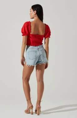 Feronia Sweetheart Puff Sleeve Top 18 Feronia Sweetheart Puff Sleeve Top -Astr The Label Shop ACT17678S RED 5
